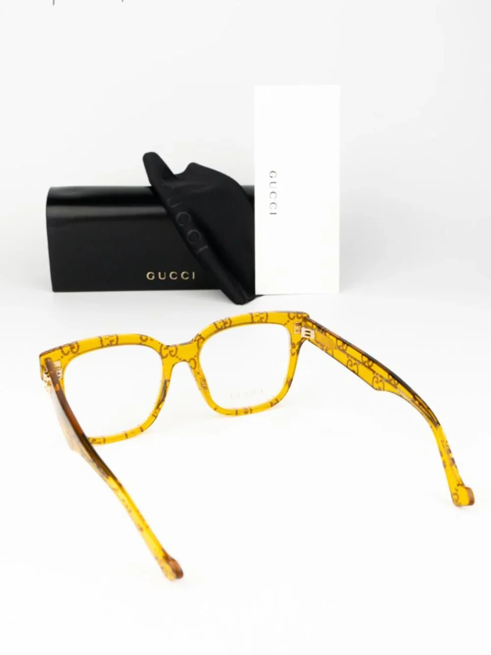 Gucci Women Eyeglasses Yellow Demo Square GG0958O 011 NEW AUTHENTIC